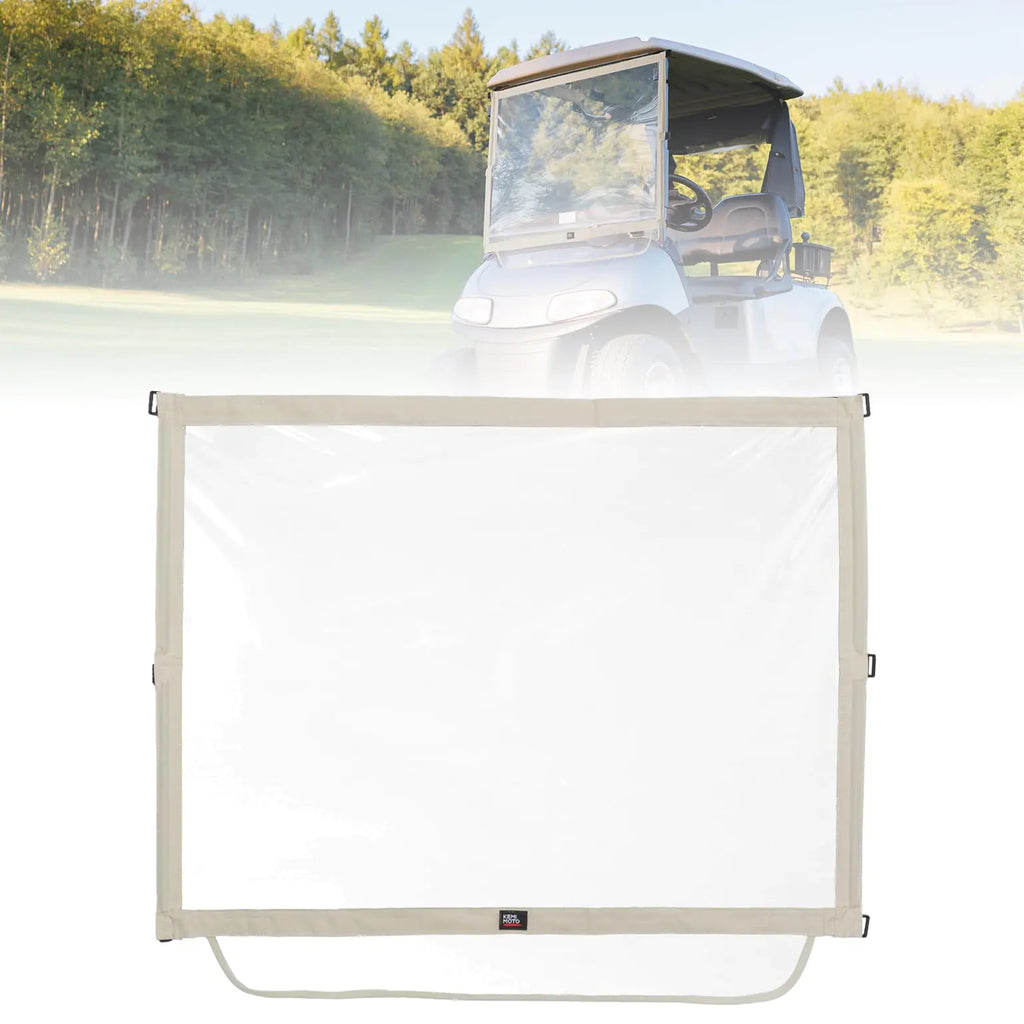 KEMIMOTO Foldable Golf Cart Windshield Compatible with EZGO RXV Portable Lightweight PVC Replacement Front Windshield (Beige)
