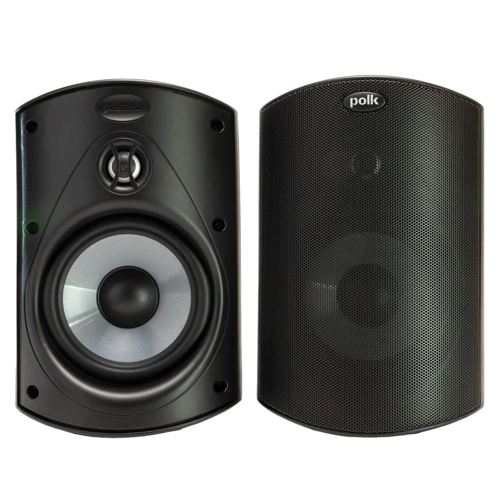 Polk Audio Atrium 4 Outdoor Speakers with Powerful Bass (Pair Black) All-Weather Durability Broad Sound Coverage Speed-Lock Mounting System