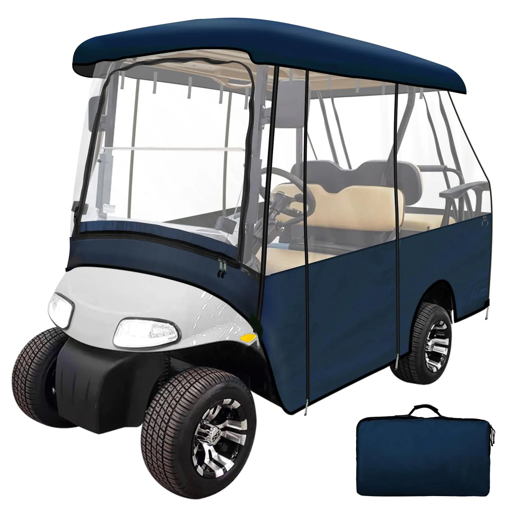 Leader Accessories 2 + 2 Person Golf Driving Enclosure 2 Over 4 Passenger Golf Cart Cover (Navy)