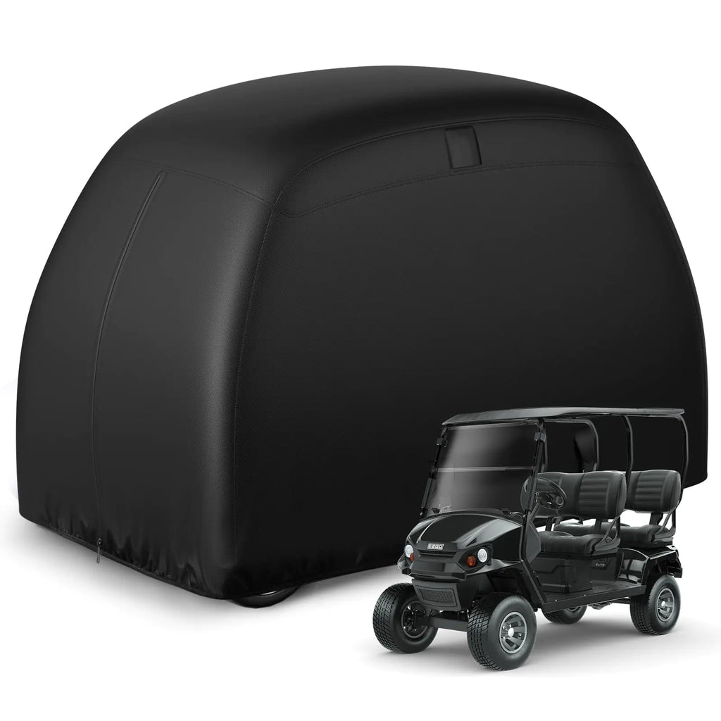 Solim Golf Cart Cover 4 Passenger Heavy Duty Golf Cart Enclosure Universal Fits for Club Car EZgo Yamaha More 4/2+2 Passenger Golf Cart Oxford All Weather Outdoor Protection