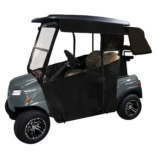 Golf Cart Cover – Fits Club Car Onward DoorWorks fits Golf Bags Utility Boxes Rear Facing Seats Precedent and Tempo Sunbrella Canvas Hinged Door Golf Cart Enclosures Jet Black
