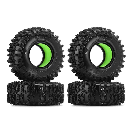 INJORA Silicone Rubber Inserts and Cling On Tires for SCX24 TRX4M AX24 1/18 1/24 Micro Crawler Upgrade(Green)