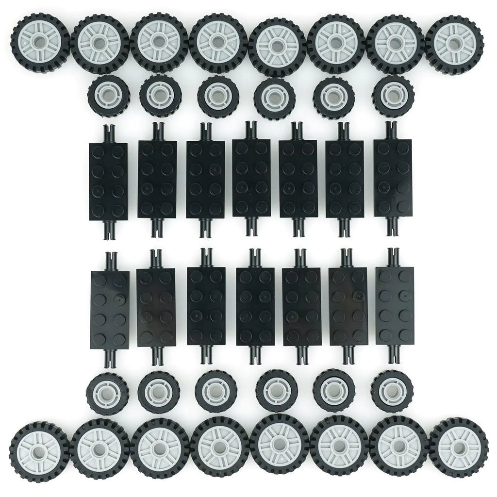 City Car Wheels Tires Axles Kits Set 70pcs Vehicle Truck Parts Classic Pieces Accessories Bulk Bricks Sets Construction Toys
