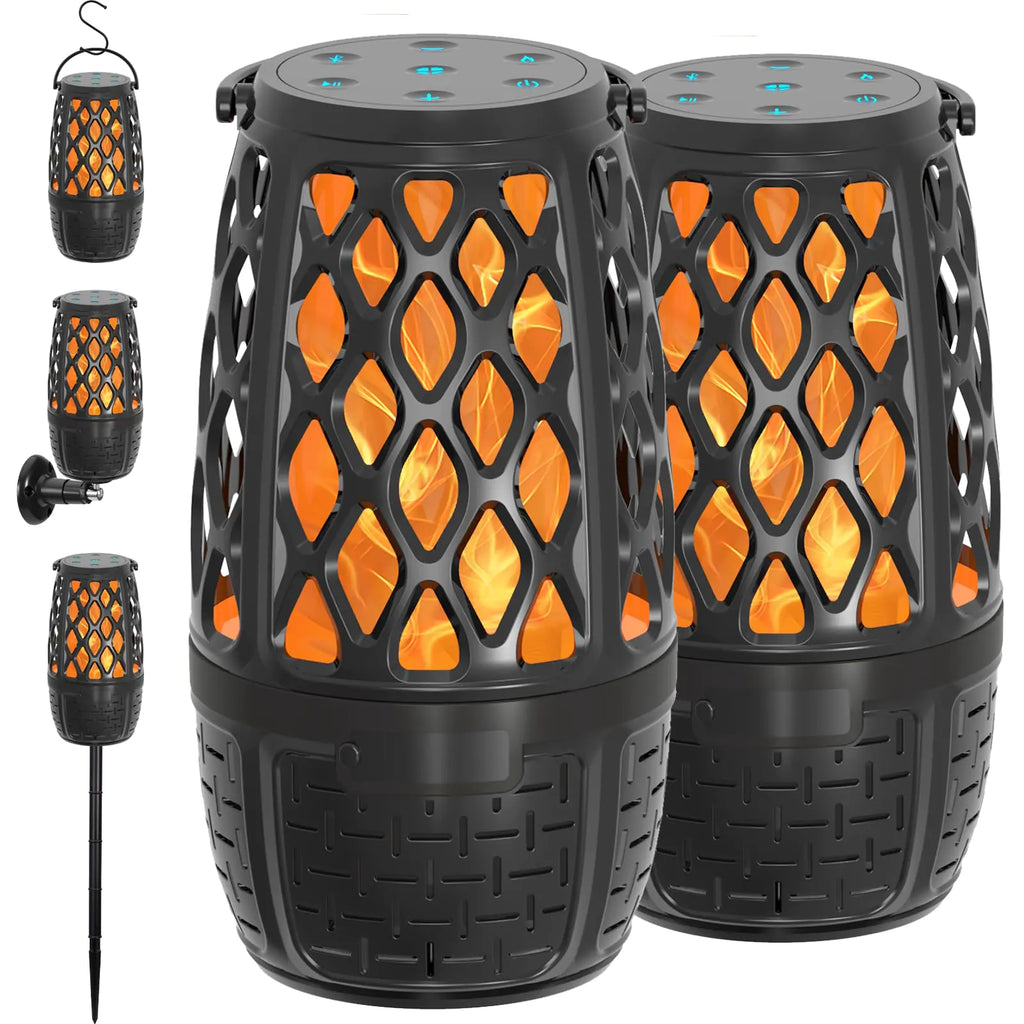 2 Pack Outdoor Bluetooth Speakers Outdoor Speakers Bluetooth Waterproof Patio Outdoor Speaker with Lights Multi-Sync up to 100 Speakers 10 Watt Enhanced Bass 360° HD Stereo Sound Blueooth Speakers