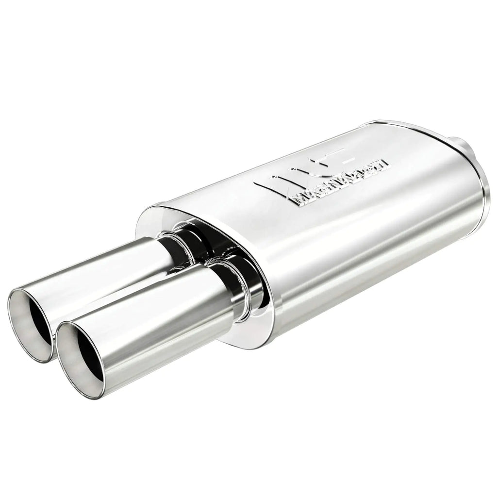 MagnaFlow Performance Exhaust Muffler 14815: 2.25"/3.125" Inlet/Outlet 5x8x14" Oval Stainless Steel Brushed Finish