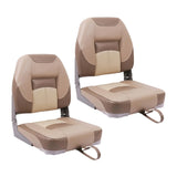 Deckpro Deluxe Low Back Boat Seat Fold-Down Fishing Boat Seat Tan/Sand (2 Seats)