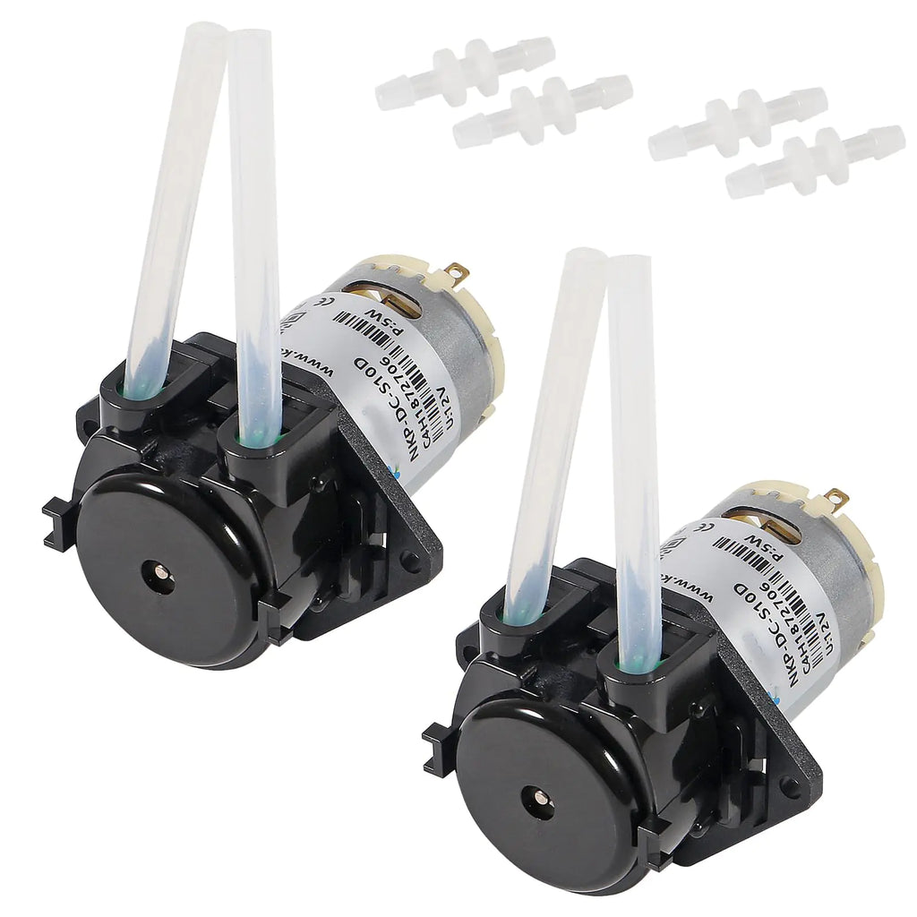 2pcs dosing pump Peristaltic Dosing Pump 12V DC Low Flow Peristaltic Pump Liquid Small Dosing Pump with 4 Connectors for Aquarium Lab(Pack of 2)