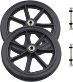 2PCs Wheels Replacement for Wheelchairs 8" x 1" Rollator Wheels Anti-Slip Replacement Casters Rollers Wheels Universal Wheelchair Replacement Wheel Accessories (Black)