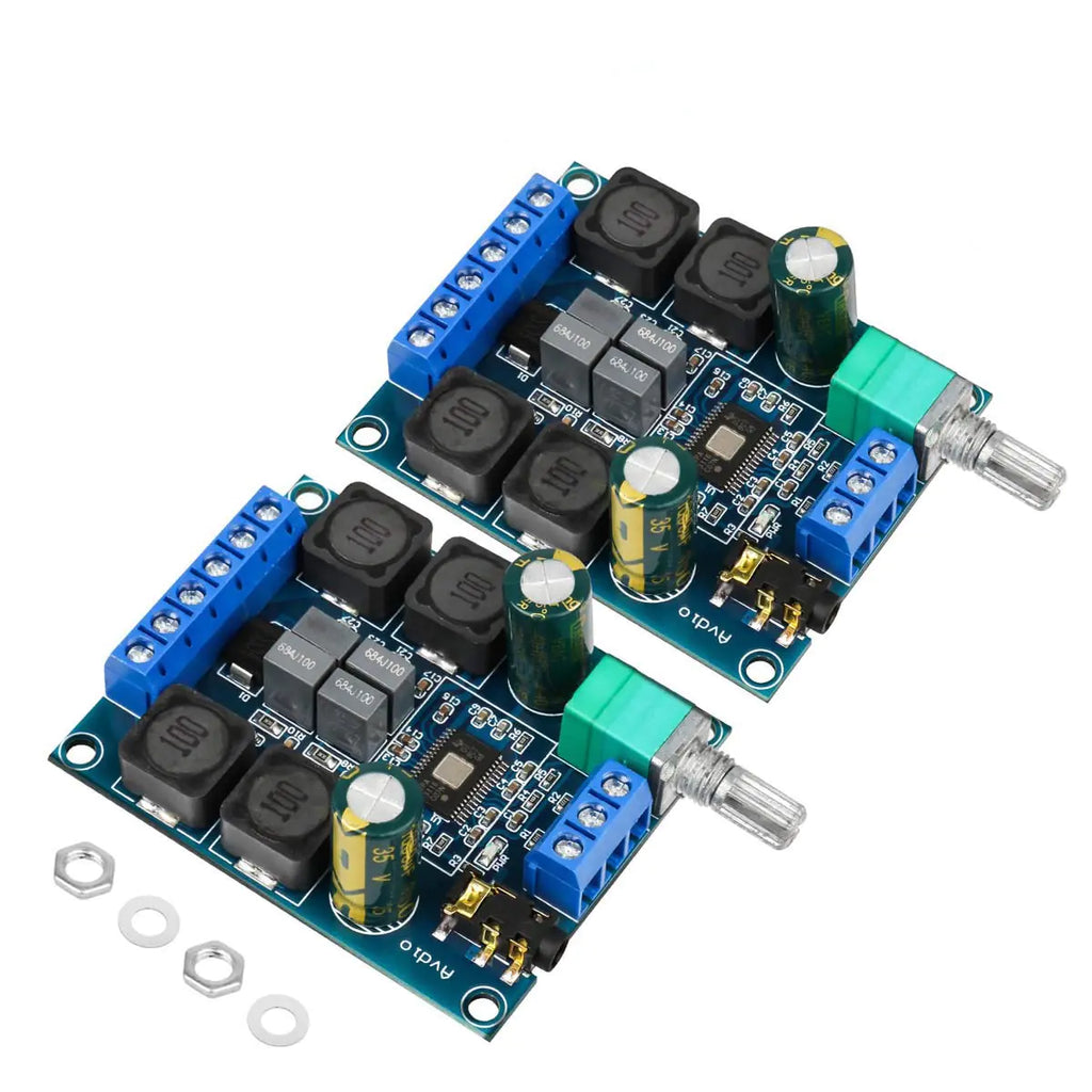 2Pcs Digital Amplifier BoardTPA3116D2 Dual Channel Audio Stereo AMP High Power Digital Subwoofer Power Amplifier Board 2x50W 5V 12V 24V for Store Solicitation Home Theater Square DIY Speakers