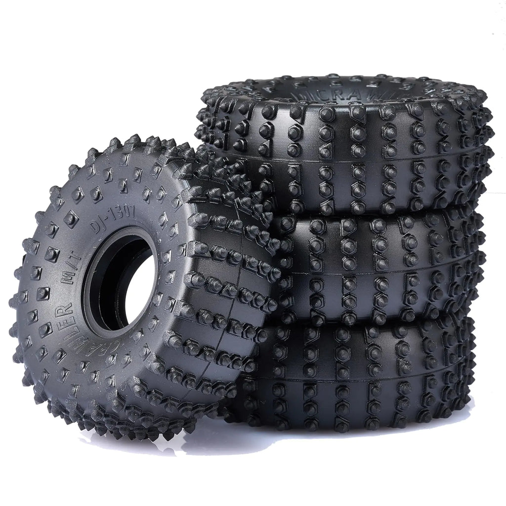 Super Soft 1.0 Pin Tires 72 * 27mm Sticky Crawler Tire for TRX4M 1/18 1/24 RC Crawler Car Axial SCX24 FMS FCX24 AX24 Upgrade Wheel Rock Crawler Tyres Come with Double Layer sponges
