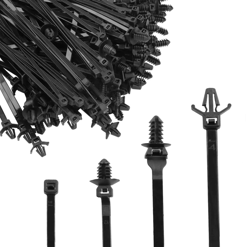 120 Pcs Universal Push Mount Cable Zip Tie Nylon Self Locking Cable Strap Compatible with Cars Boat Trailer Polaris UTV Side By Side Wrangler for Engine Bay Wire Harness Restraint Ties 4 Sizes