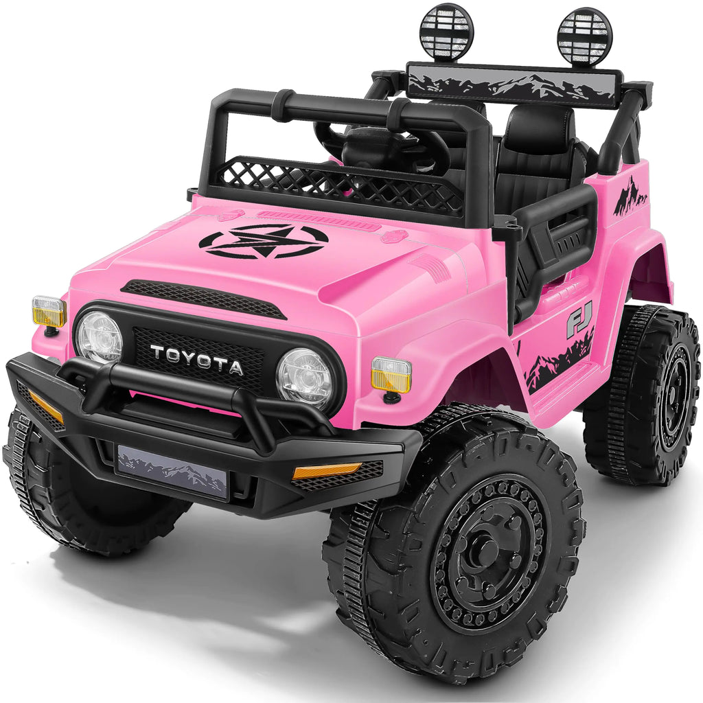 ELEMARA Ride on Car 12V 7AH Toyota FJ40 Electric Off-Road SUV Vehicle 4 MPH Powered Ride on Truck Ride on Toys w/Parental Remote3 Speeds 6 LED Lights Bluetooth Electric Cars for Kids Pink