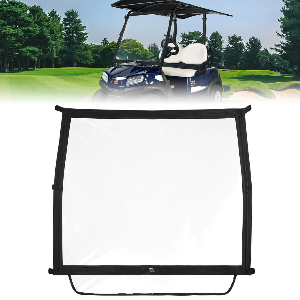 KEMIMOTO Foldable Golf Cart Windshield Compatible with Club Car DS Tempo Precedent Portable Lightweight PVC Replacement Front Windshield Black