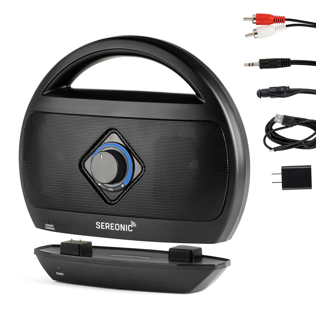 Portable Wireless TV Speakers for Smart TV - Ideal for TV Watching Without The Blaring Volume - Wireless Speakers for TV Designed for Hard of Hearing Elderly and Seniors - Decodes all Digital Audio.