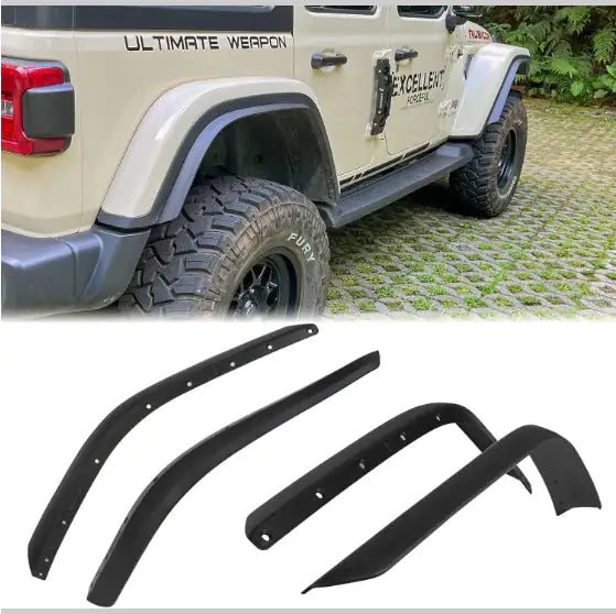 Fenders Front Rear Fenders Compatible With 2018-2024 Jeep Wrangler JL And JLU Unlimited Rubicon, Off-Road Wheel Fender Liner Set 4 Pcs
