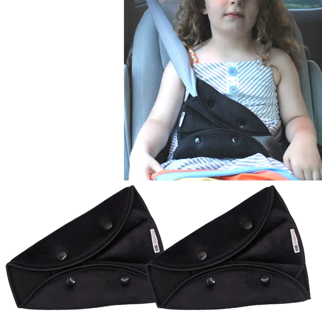2 PCS Premium Seat Belt Adjuster for Kids & Adults Premium Material for Comfort. Seat Belt Clips for Safety Cover Positioner Shoulder Neck Strap Adjuster Car seat Belt Adjuster (Black)