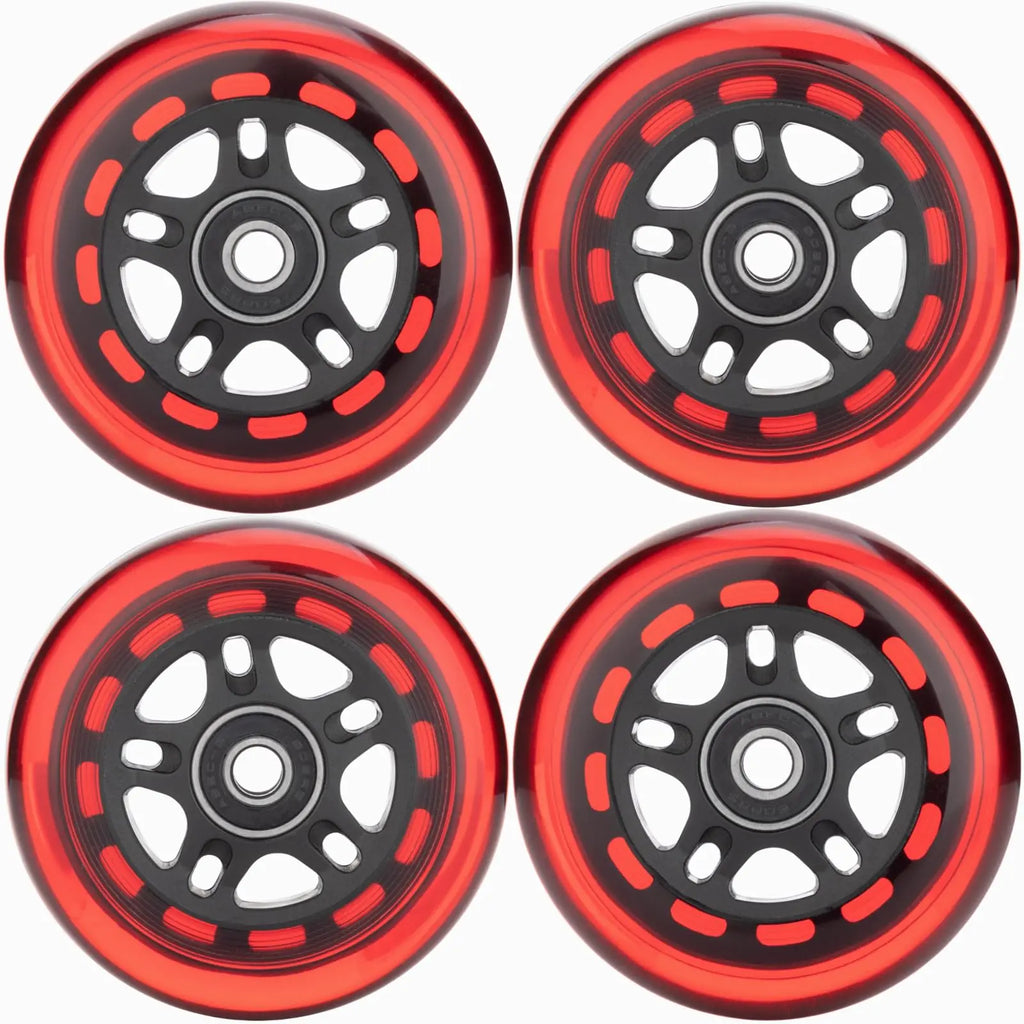 HeyZomm Inline Skate Wheels Outdoor & Indoor Inline Skate Replacement Wheels 85a Roller Hockey Wheels w/Bearings ABEC-9 & Floating Spacers 64mm 70mm 72mm 76mm 80mm 84mm 90mm Dia 4-Pack (70mm Red)