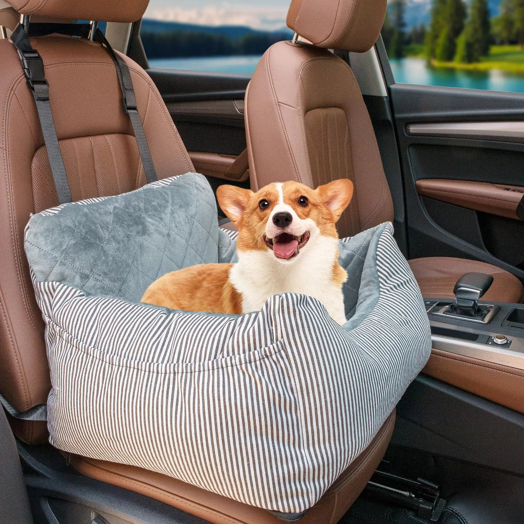 BGBGKK Car Seats for Dogs Removable and Washable Safety Dog Booster Car Seat Anti Slip and Sturdy Dog Car Seats Portable Dog Car Travel Carrier Bed for Under 30 lbs Grey