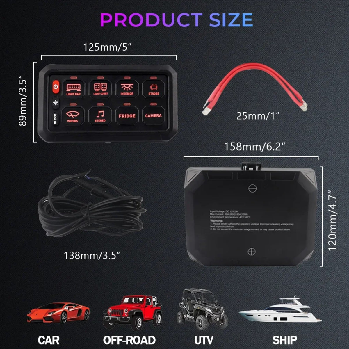 8-Gang RGB Switch Panel with Relay System for UTV & SXS – view 6