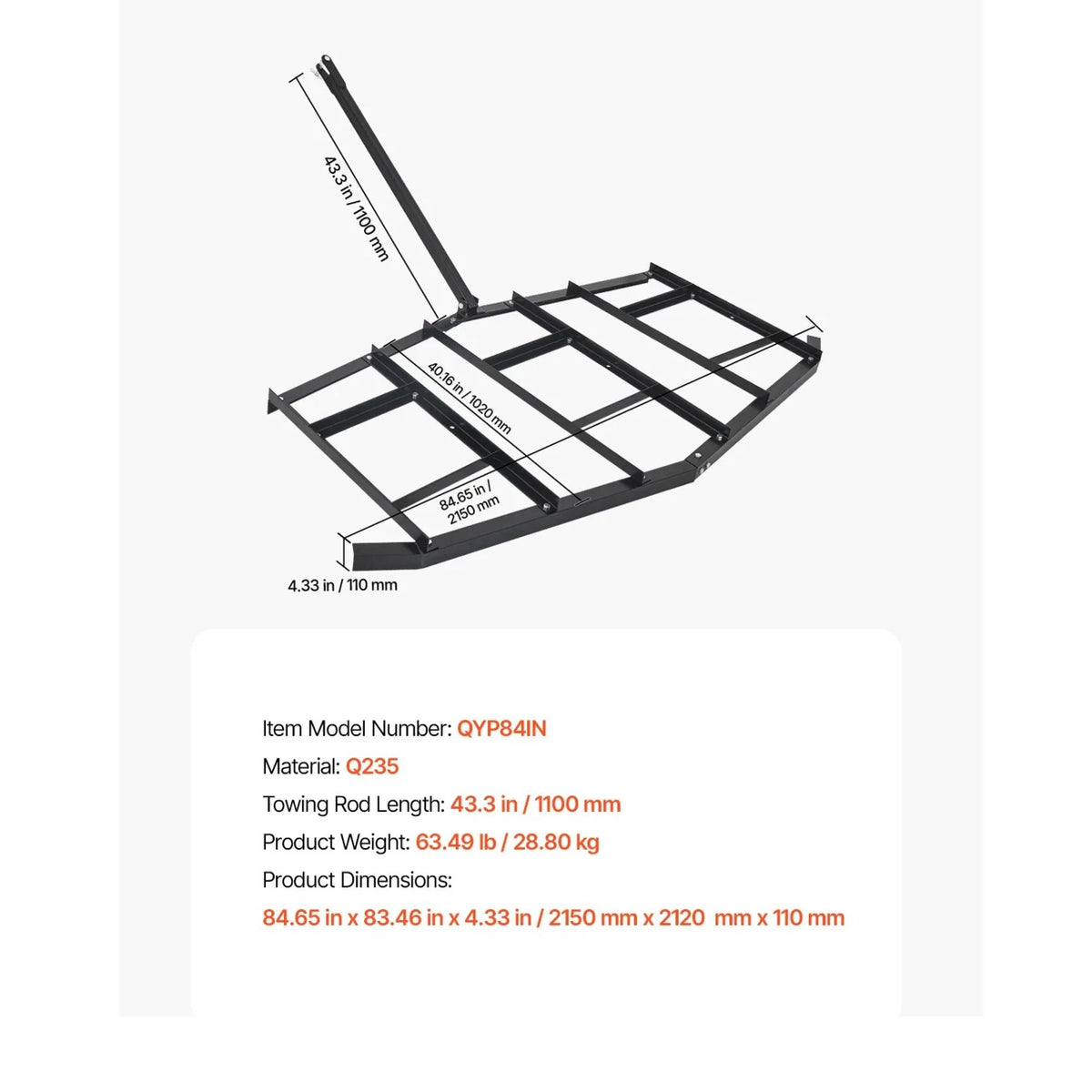 Tow-Behind Steel Drag Harrow for UTV & ATV – view 10