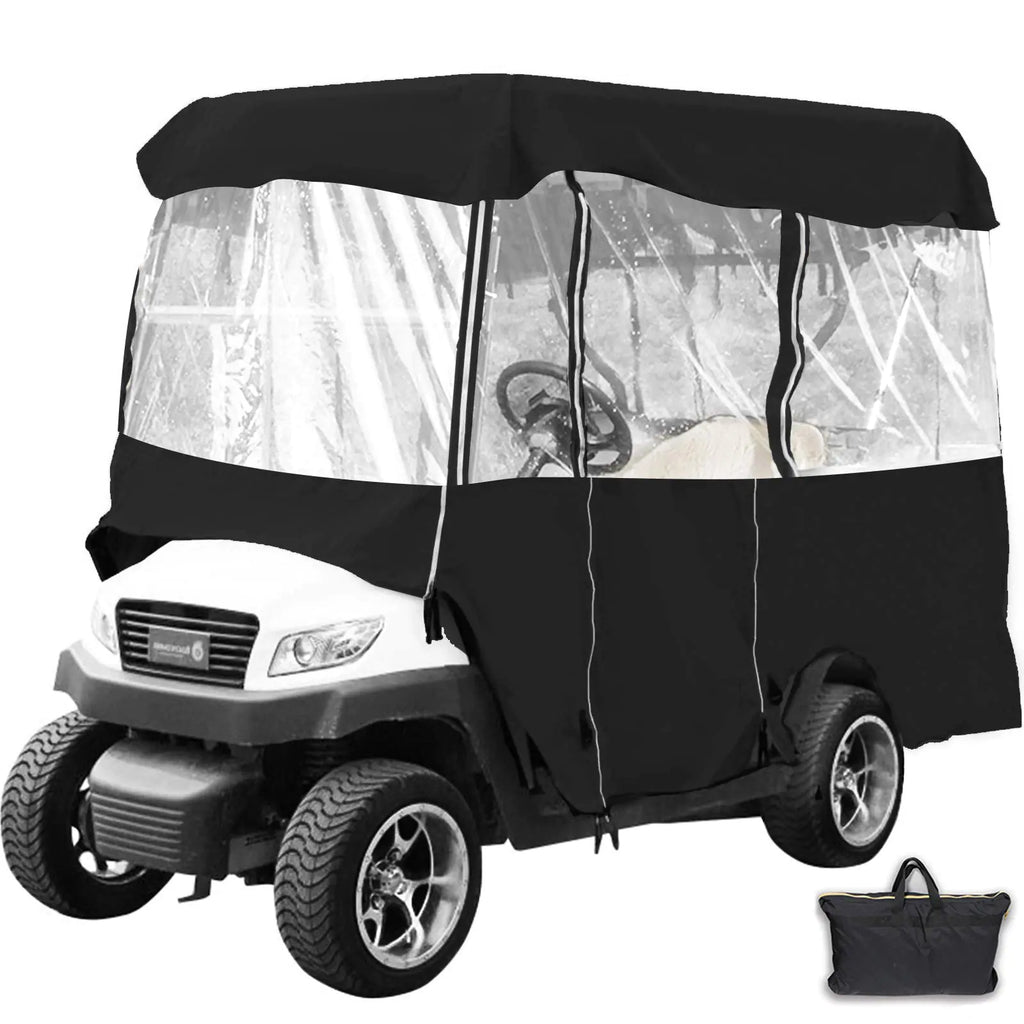 Happybuy Golf Cart Enclosure 86 4-Person Golf Cart Cover 4-Sided Fairway Deluxe 300D Waterproof Driving Enclosure with Transparent Windows Fit for EZGO Club Car Yamaha Cart