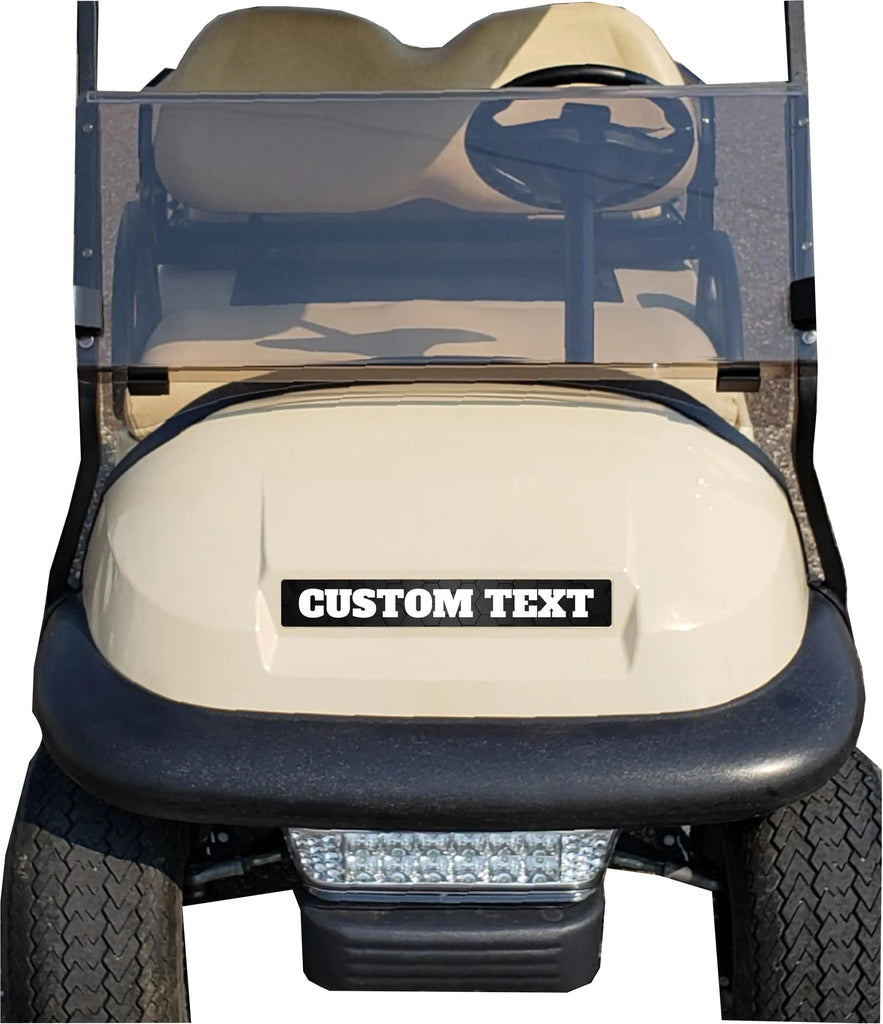 Custom Text Black Background Club Car Precedent Golf Cart Front Name Plate. Fits Club Car Precedent Carts. Custom Made in The USA!!
