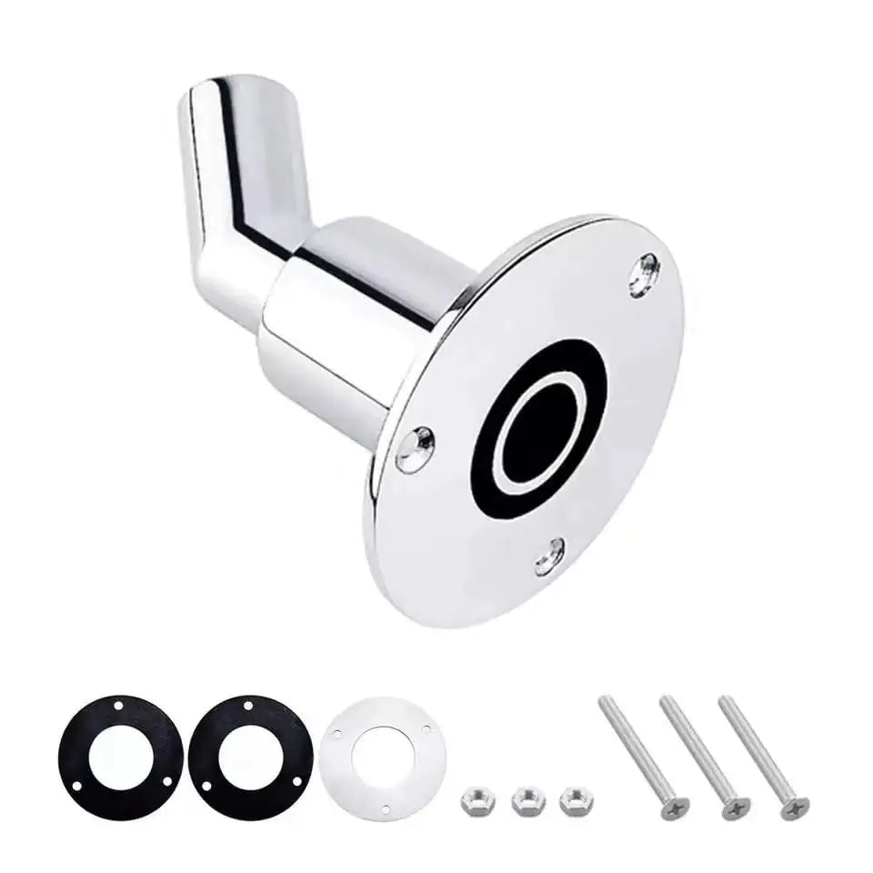 GAOERFU Thru Hull Exhaust Skin Fitting 24mm Diesel Heater Exhaust Tube Pipe Socket Hardware 316 Stainless Steel Fitting Diesel Parking Boat Marine Car Truck Heaters with Bolts and Nuts Angled