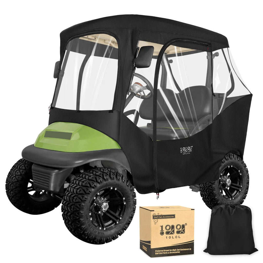 10L0L 2 Passenger Golf Cart Driving Enclosure for Club Car DS and Precedent Model 4-Sided Clear Window 600D Rain Cover All Weather Windproof Waterproof