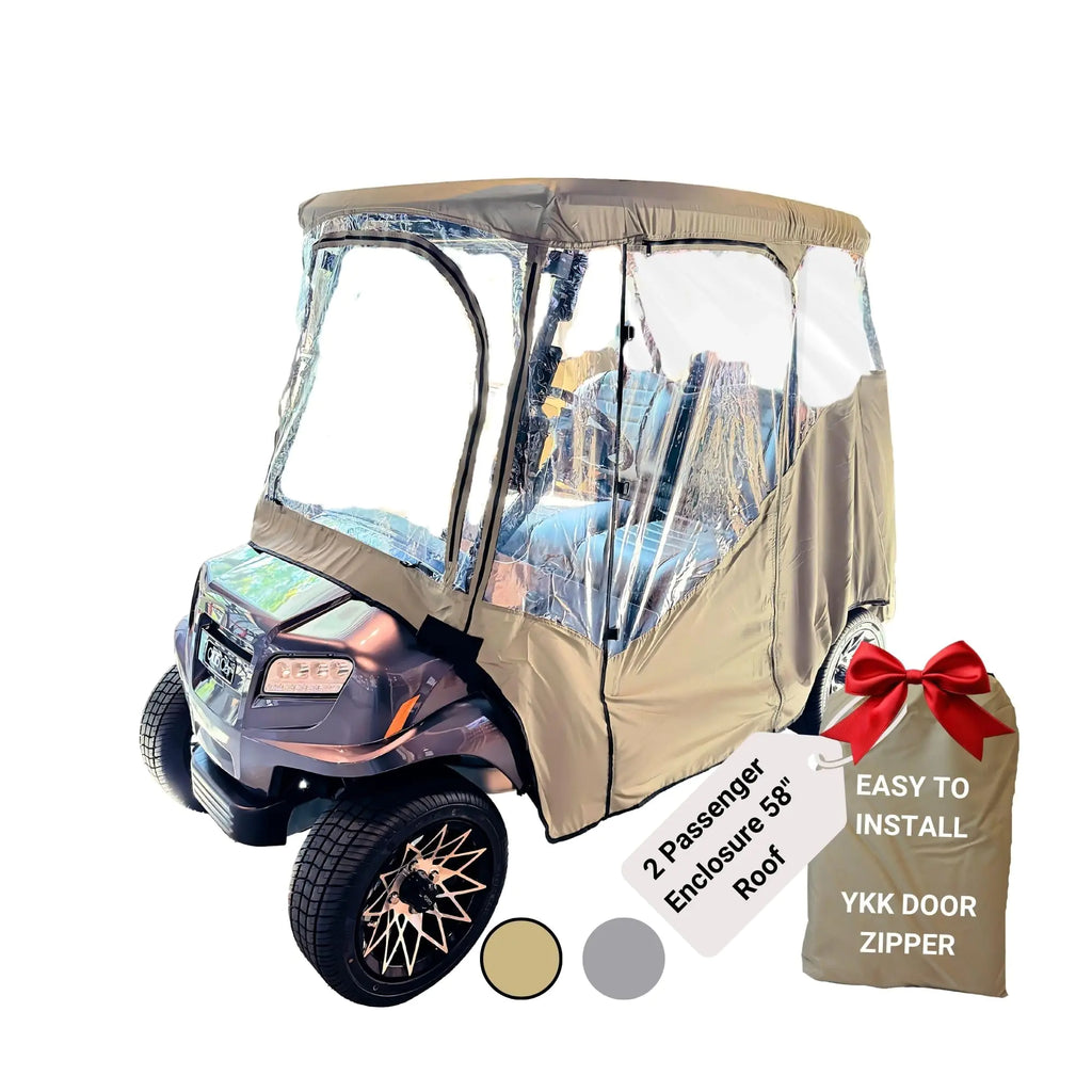 Formosa Golf Cart Enclosure Strong YKK Door Zipper - Waterproof 2 Person Golf Cart Cover Driveable Rain Cover Clear Windows - Fit for EZGO Club Car Onward 2 Passenger