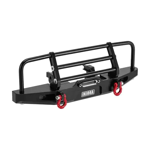 INJORA Front Bumper - CNC Aluminum Bumper with Light for 1/18 RC Crawler TRX4M Defender Upgrade
