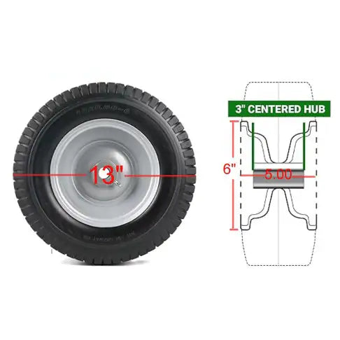 For 13x5-6 Solid Rubbe Riding Lawn Mower Wheels & Tires