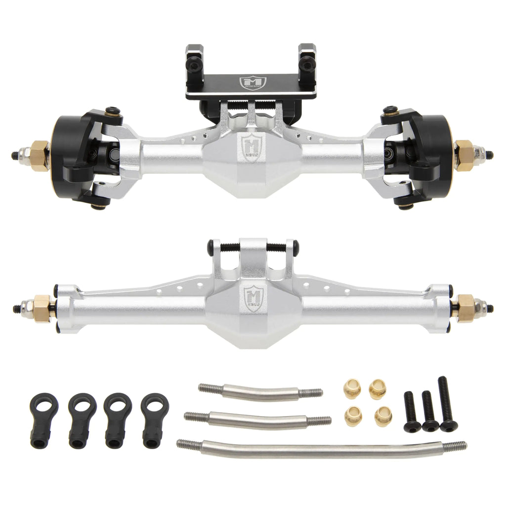 MEUS RACING TRX4M Axles Front and Rear Axles Isokinetic 3-Section CVD 52° Max. Steering Angle +5mm Widened TRX4M Upgrades for TRX4M Defender/Bronco/K10/F150 1/18 RC Crawler Car (Silver)