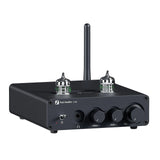 Fosi Audio T20X Bluetooth Tube Stereo Amplifier Home Audio Headphone Amp 2.0 Channel Class D Digital Mini Hi-Fi Power Amp Receiver for Home Bookshelf Speakers with JAN 5654W Vacuum Tubes