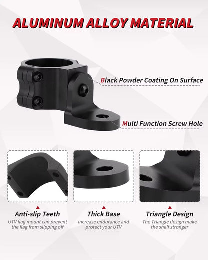 Whip Light and Flag Pole Mount Brackets (2-Pack) for UTV & SXS