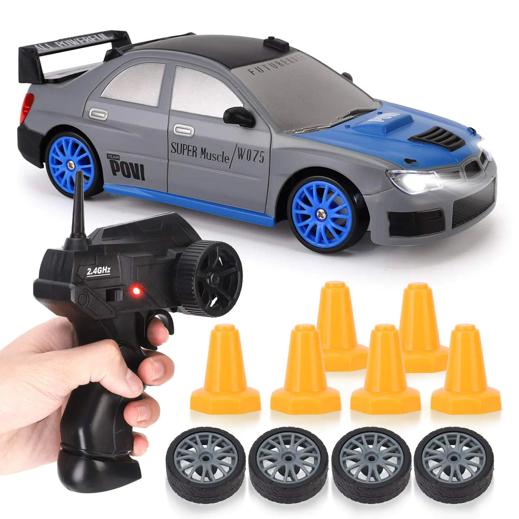 Liberty Imports RC Drift Car 1/24 2.4GHz 4WD Remote Control Sport Racing On-Road Vehicle with LED Light Batteries and Drift Tires (Style 1)