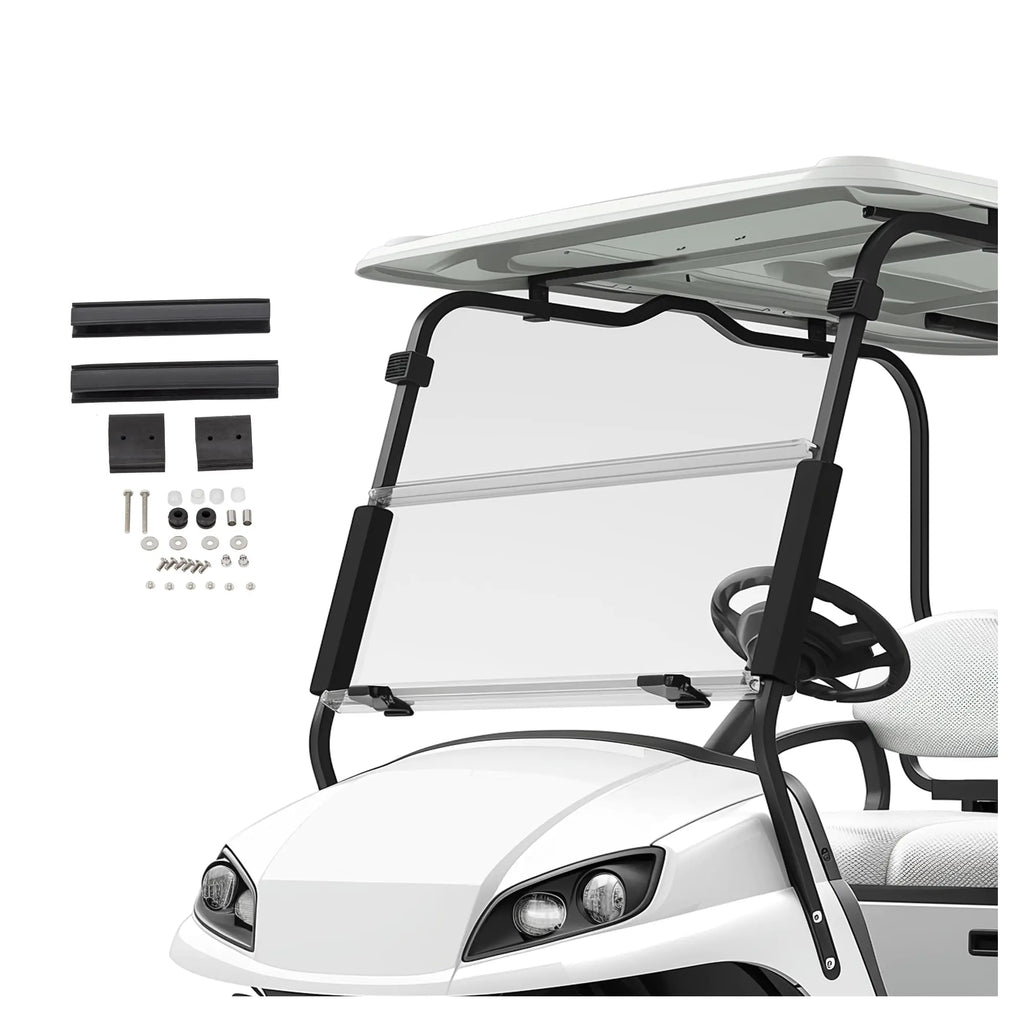 HECASA Clear Golf Cart Windshield Compatible with 1994-2014 EZGO TXT & Medalist Models Folding Down Windshield