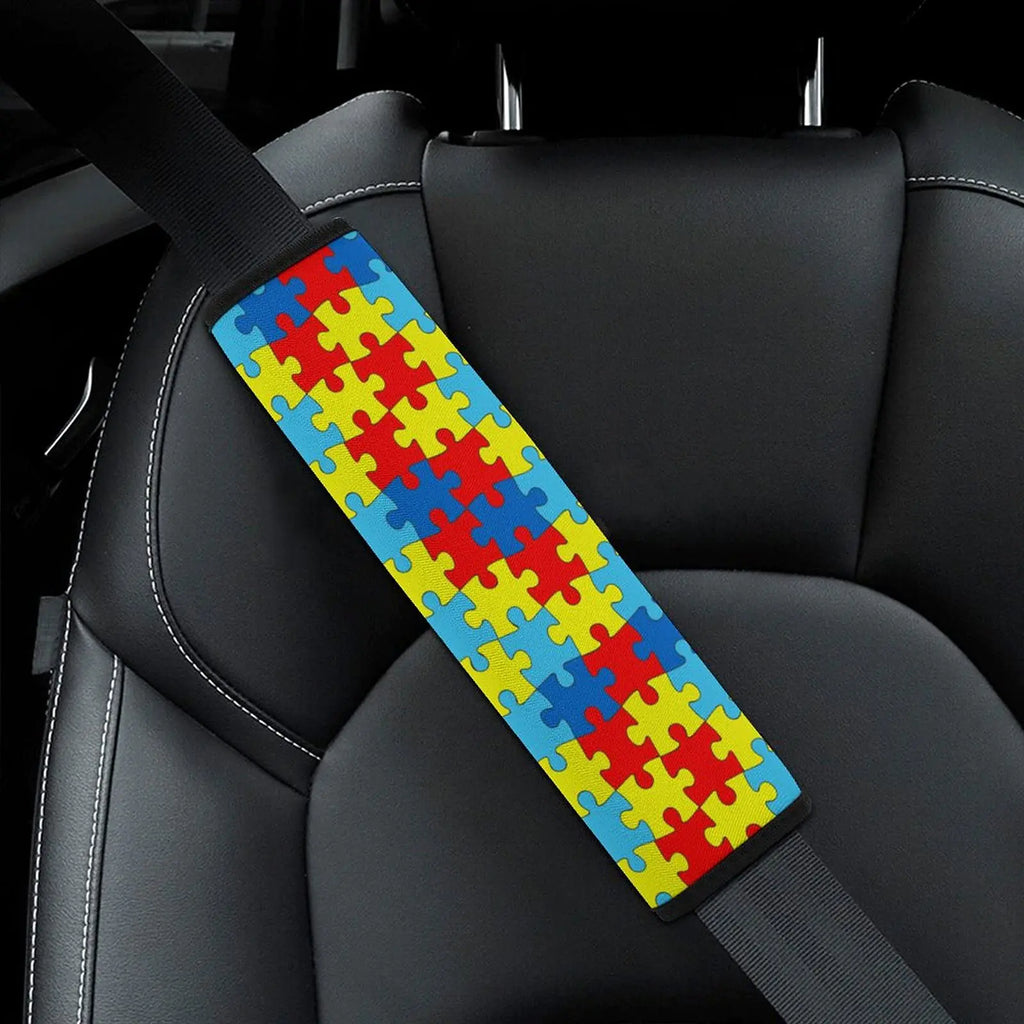 Bagea-Ka 2 Pack Car Seat Belt Pad Cover Color Puzzle Autistic Disorder Pattern for Adults Kids Universal Soft Safety Belt Shoulder Strap Cushion Protector for Backpack Bag Straps Cover
