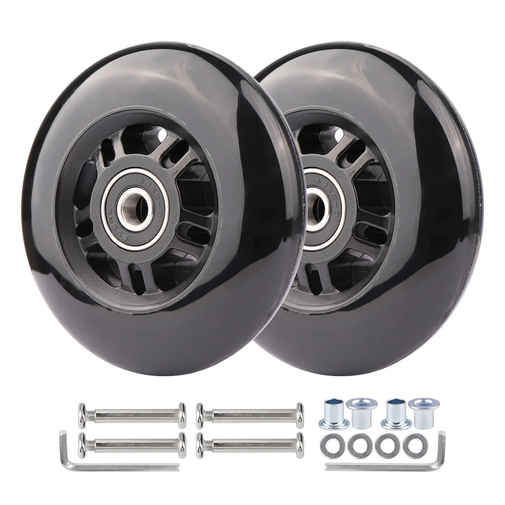 WHEELGOO 2-Pack PU Luggage Suitcase Replacement Wheels Repair Kit w/ABEC-7 Bearings and 6mm Axles for Trolley Carry-on Roller Travel Bag (90 * 24mm)