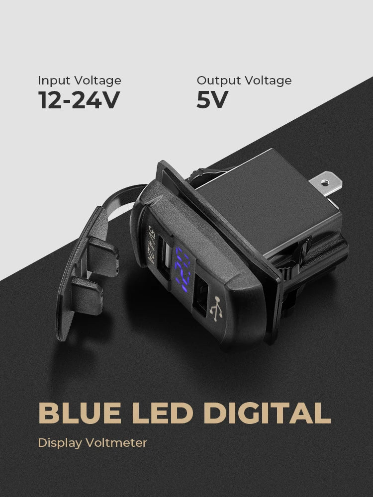 Dual USB Charger Rocker Switch Panel, 5V 4.2A for UTV & SXS