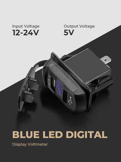 Dual USB Charger Rocker Switch Panel, 5V 4.2A for UTV & SXS