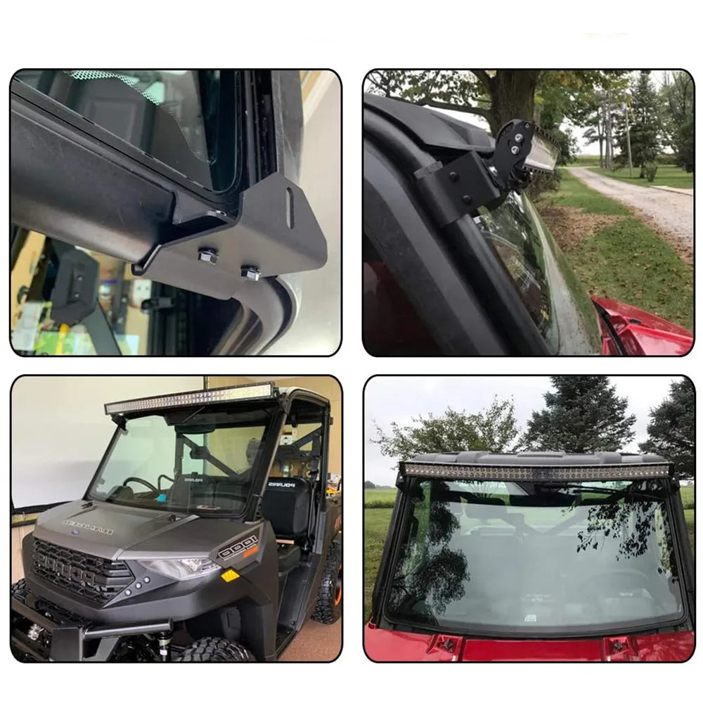 50-Inch Light Bar Upper Windshield Mounting Brackets for Polaris Ranger 570, Ranger XP 900 & Ranger XP 1000