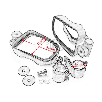 Aluminum Racing Side Mirrors, Adjustable Left and Right for UTV & SXS
