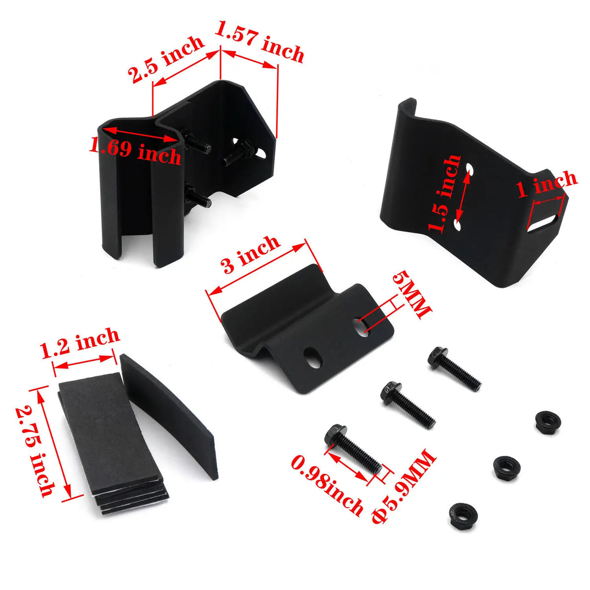 50-Inch Light Bar Upper Windshield Mounting Brackets for Polaris Ranger 570, Ranger XP 900 & Ranger XP 1000