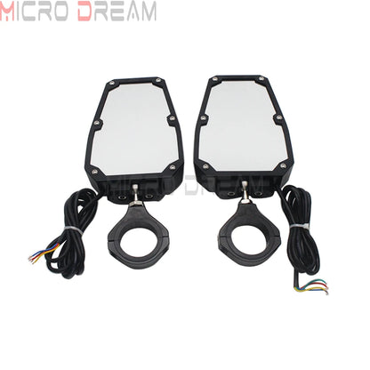 Side Mirrors with LED Spot Lights, 1.75–2-Inch Clamp for UTV & SXS