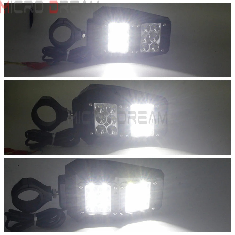 Side Mirrors with LED Spot Lights, 1.75–2-Inch Clamp for UTV & SXS