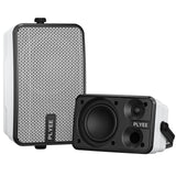 Plyee Audio 400W Outdoor Bluetooth Speakers Wireless Sync Between Speakers IPX5 Waterproof Powerful Bass Wall Mount for Patio Porch Gazebo Garage 2-Pack White(MZ-621)