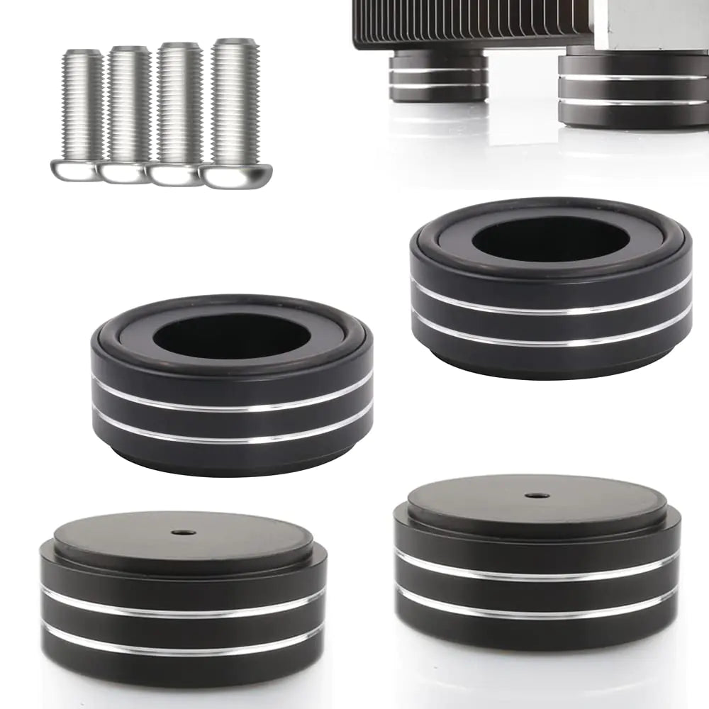 Tertullus 4 Pcs Speaker Feet 58x22mm Speaker Spikes HiFi Isolation Feet Aluminum Stand Speakers Spikes Audio Pads Turntable Feet for HiFi Amplifier/Speaker/Turntable/Player (Black)