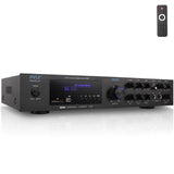 Pyle Home Audio Theater Amplifier w/Bluetooth - 5 Channel Sound Stereo Amp for Home Speakers - Multi-Source 1/4” Audio/Microphone Input MP3/USB/SD/AUX/FM Radio - Remote Control - PDA8BU