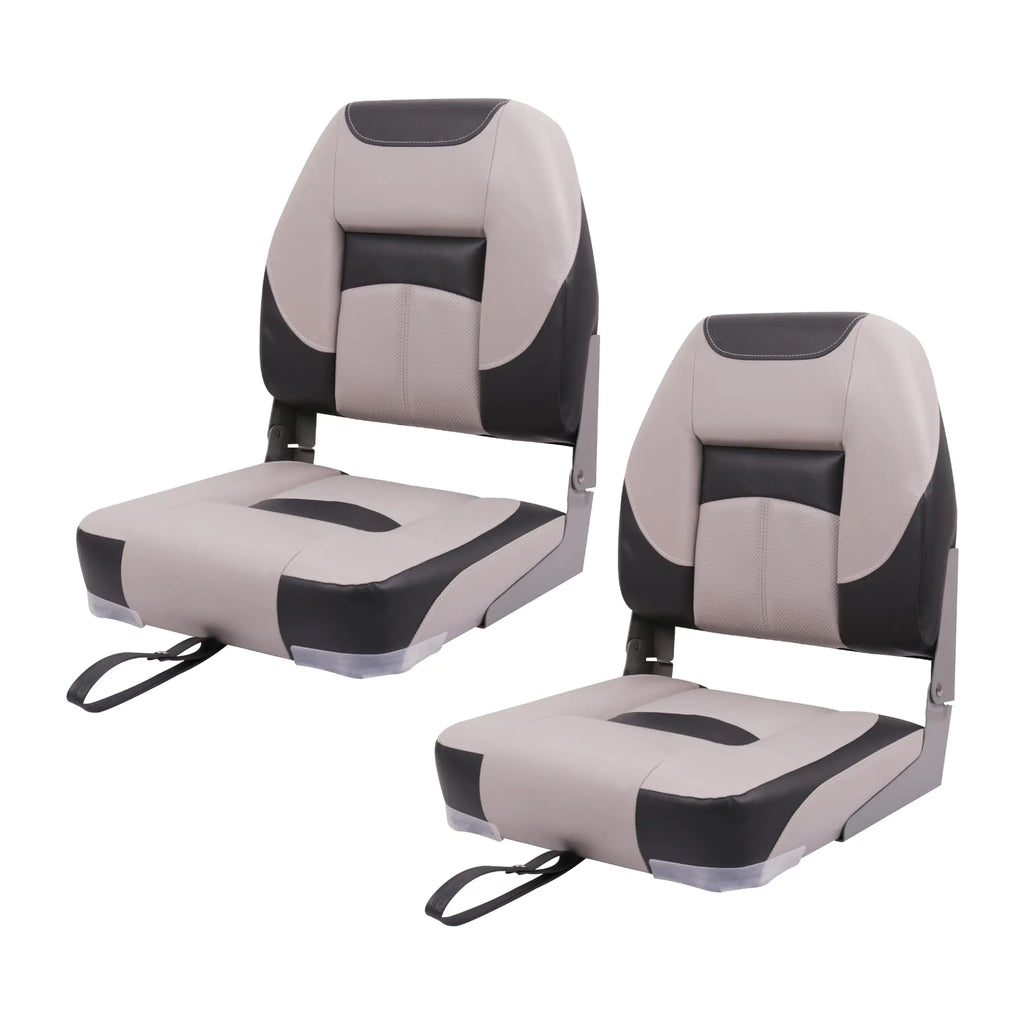 Sportech Deluxe Low Back Boat Seat Fold-Down Fishing Boat Seat Grey/Charcoal (2 Seats)