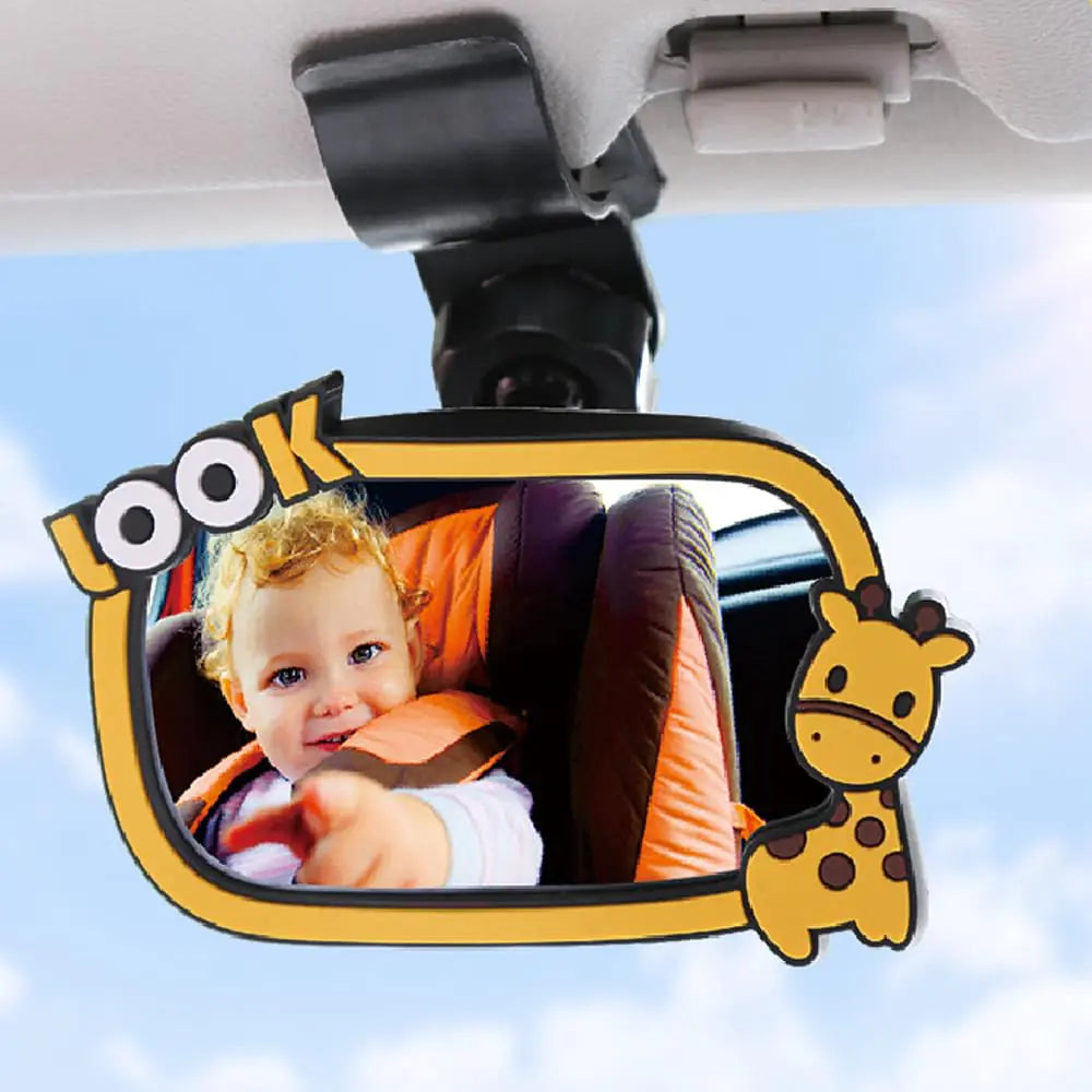 Universal Car Mirror For BabyClip On Back Seat Baby Mirror Car Interior Rearview Baby Mirror Wide Angle Convex Mirror Clip-on mirrors for Viewing Rear Passengers（giraffe）
